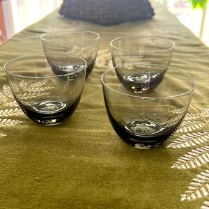 Vintage/mad men, four smoked Danish shot glasses.